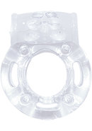 Macho Crystal Collection Vibrating Cock Ring - Clear