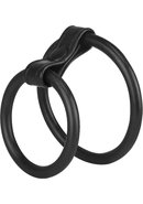 Macho Silicone Duo Cock And Ball Cock Ring - Black