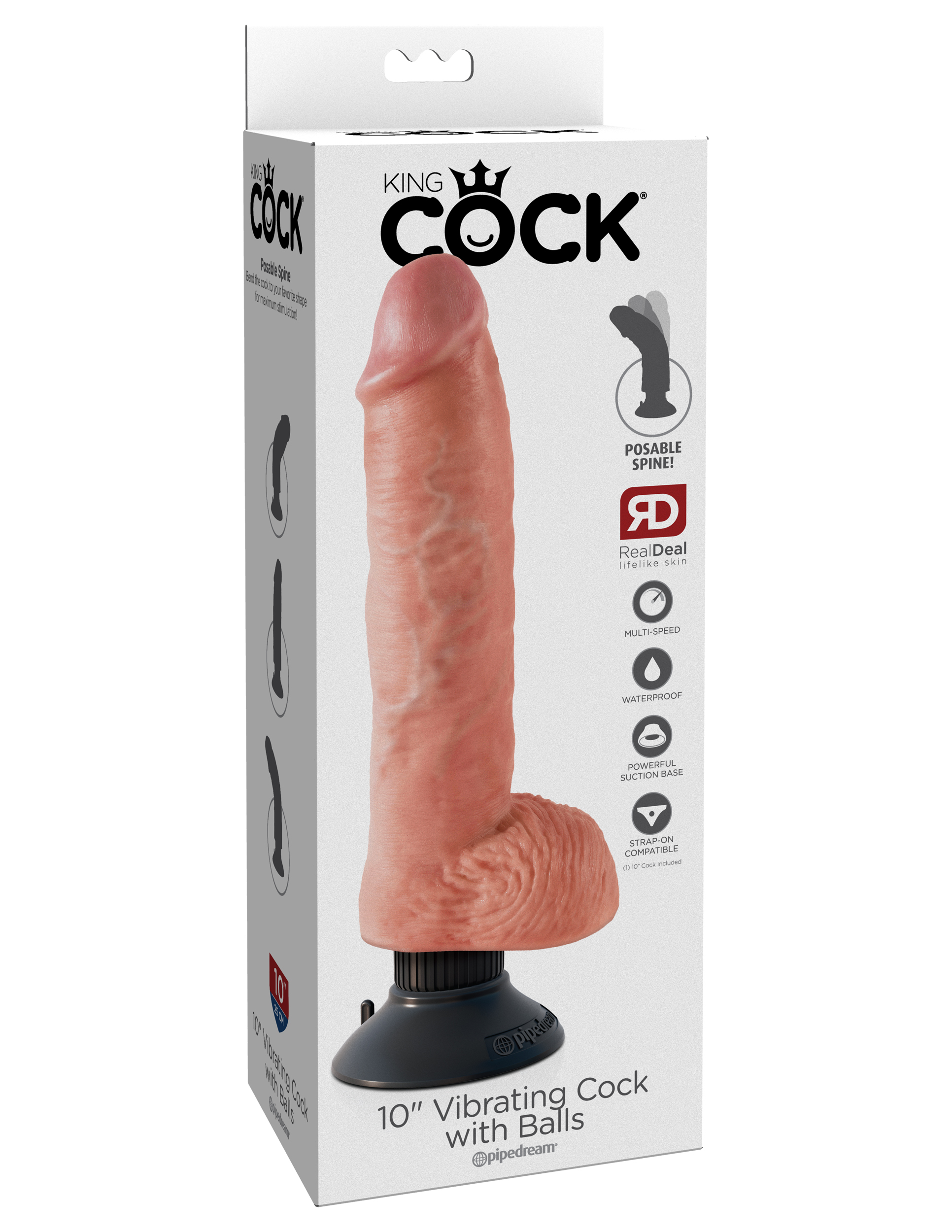 King Cock 10-Inch Vibrating Cock With Balls - Flesh - Image 6