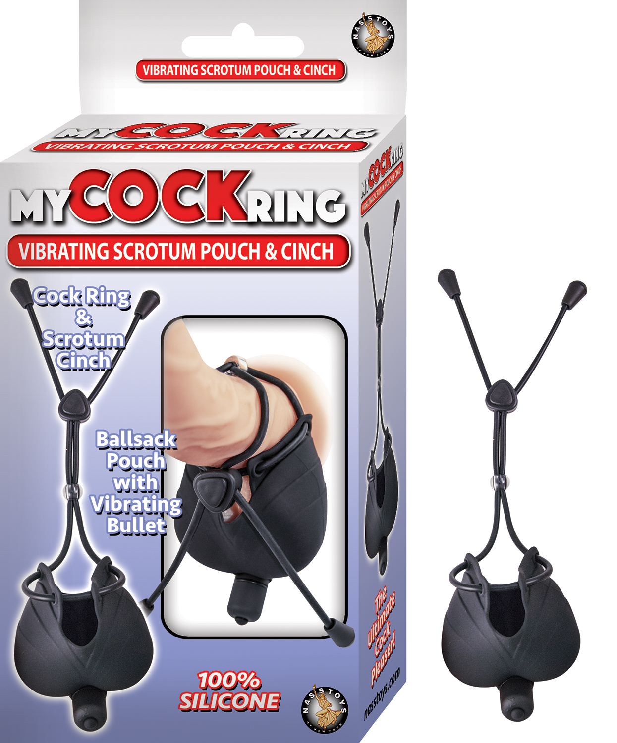 My Cock Ring Vibrating Scrotum Pouch & Cinch - Black - Image 3