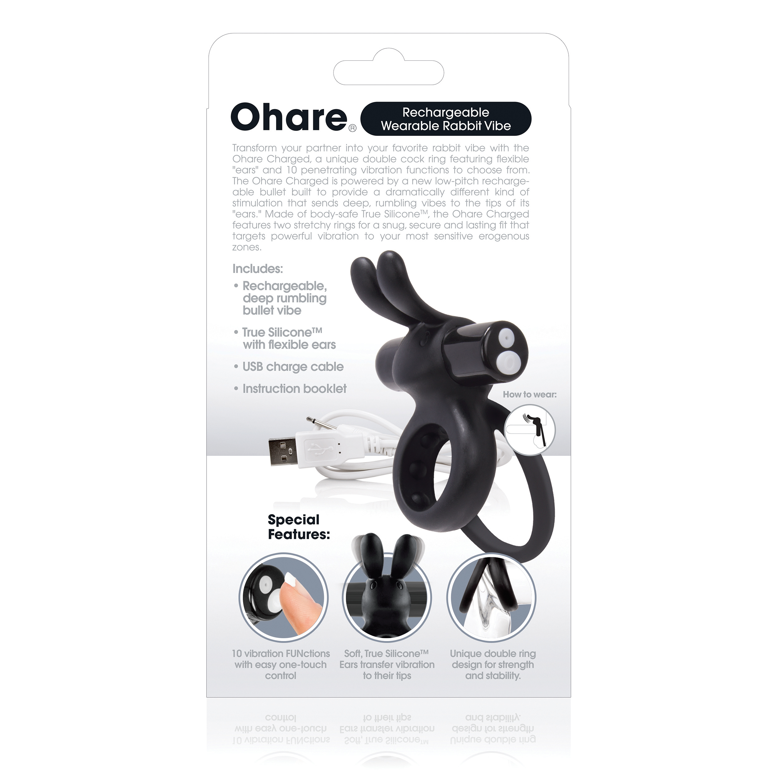 Charged Ohare Rechargeable Rabbit Vibe - Black - Image 6