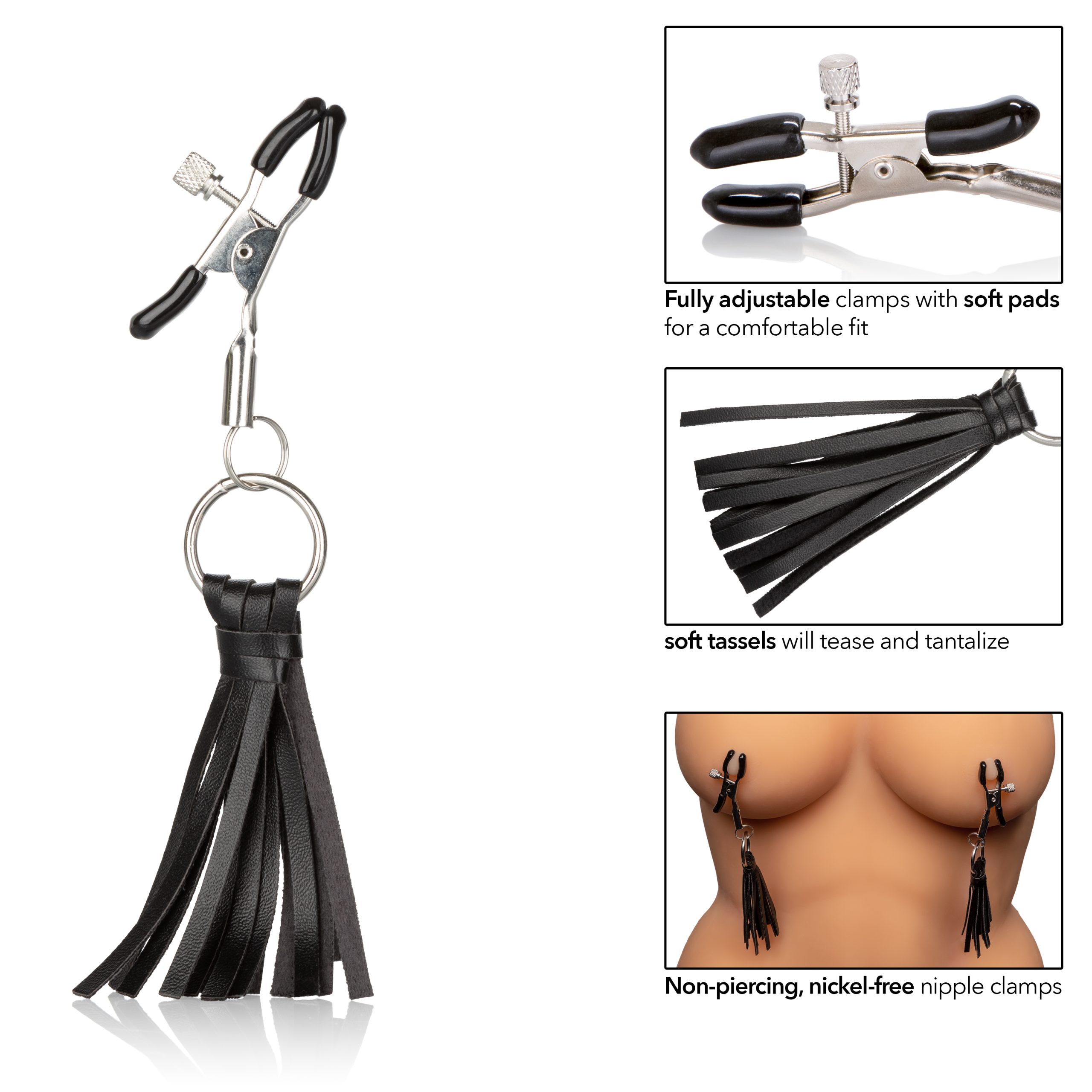 Nipple Play Playful Tassels Nipple Clamps - Black - Image 4
