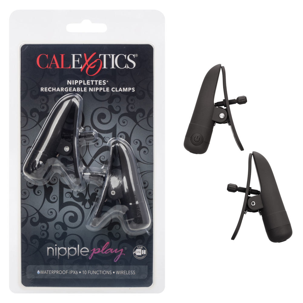 Nipple Play Nipplettes Vibrating Nipple Clamps Black Rechargeable - Image 4