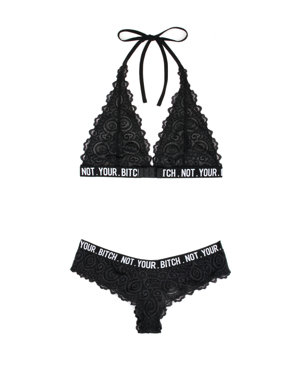 Not Your Bitch Bralette and Cheeky Panty Set - Black - M/l - Image 3