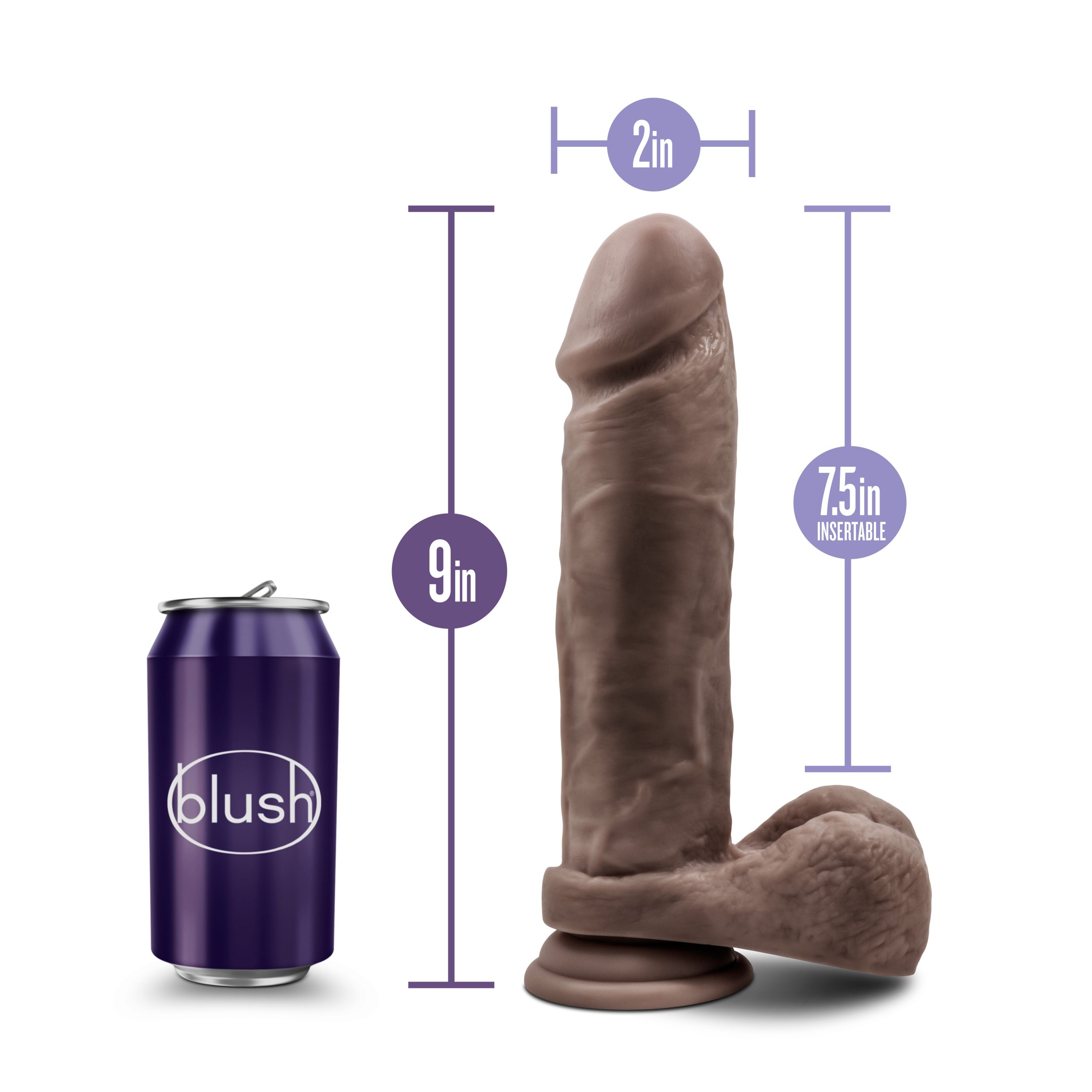 Au Natural - 9 Inch Dildo With Suction Cup - Chocolate - Image 6
