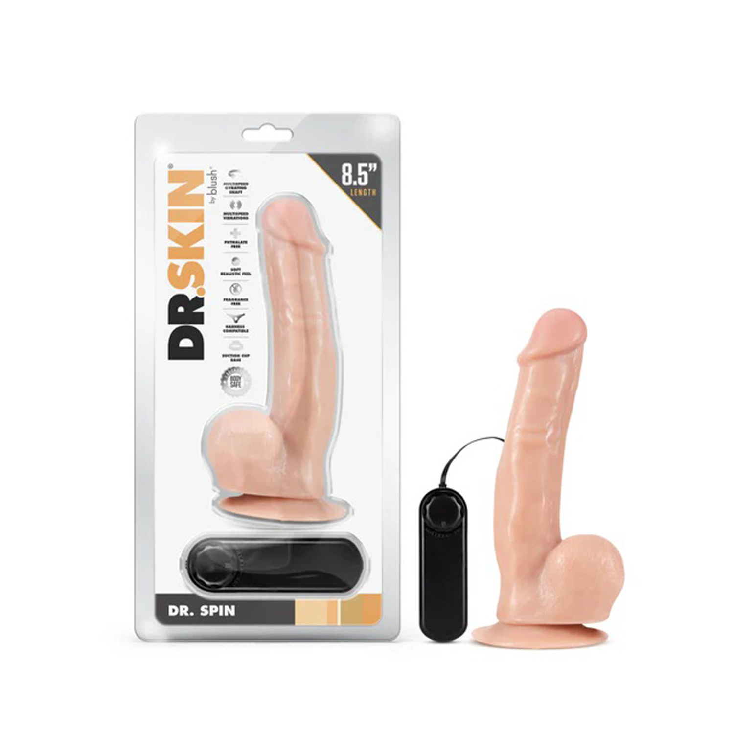 Dr. Skin - Dr. Spin - 8.5 Inch Gyrating Realistic Dildo - Vanilla - Image 7