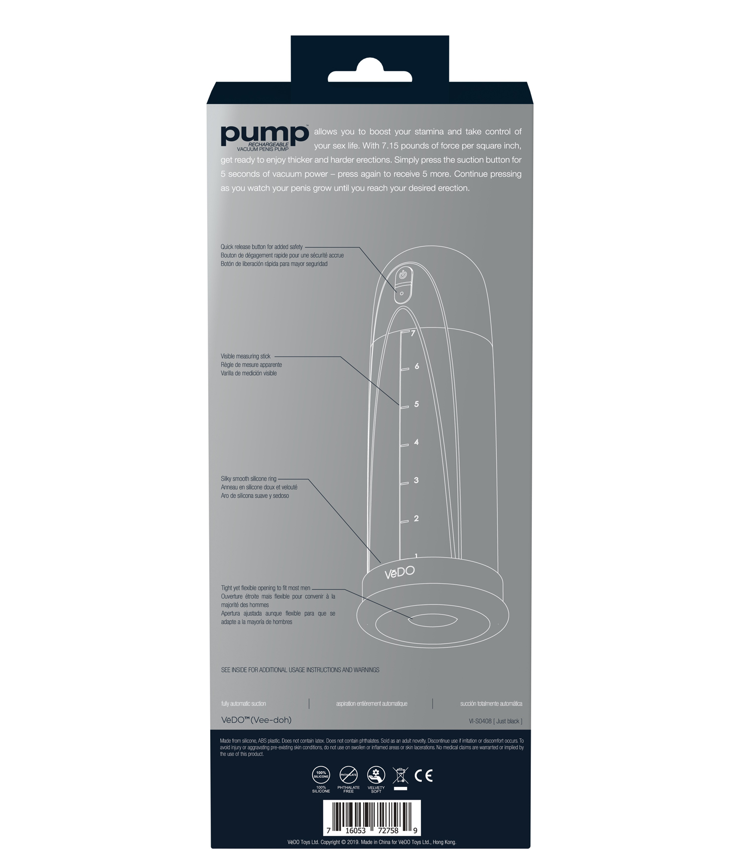 Pump Rechargeable Vacuum Penis - Just Black - Image 4
