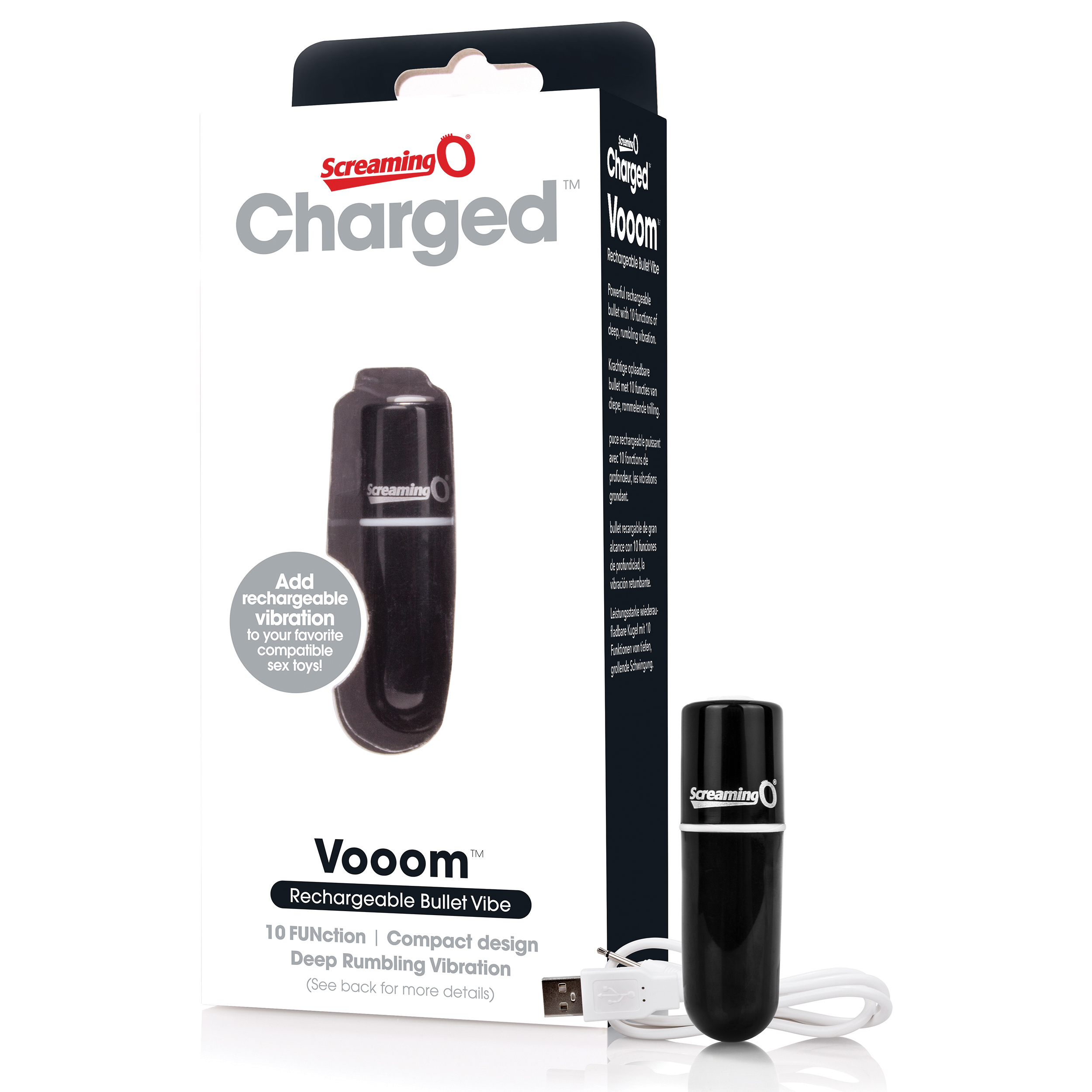 Charged Vooom Rechargeable Bullet Vibe - Black - Image 3