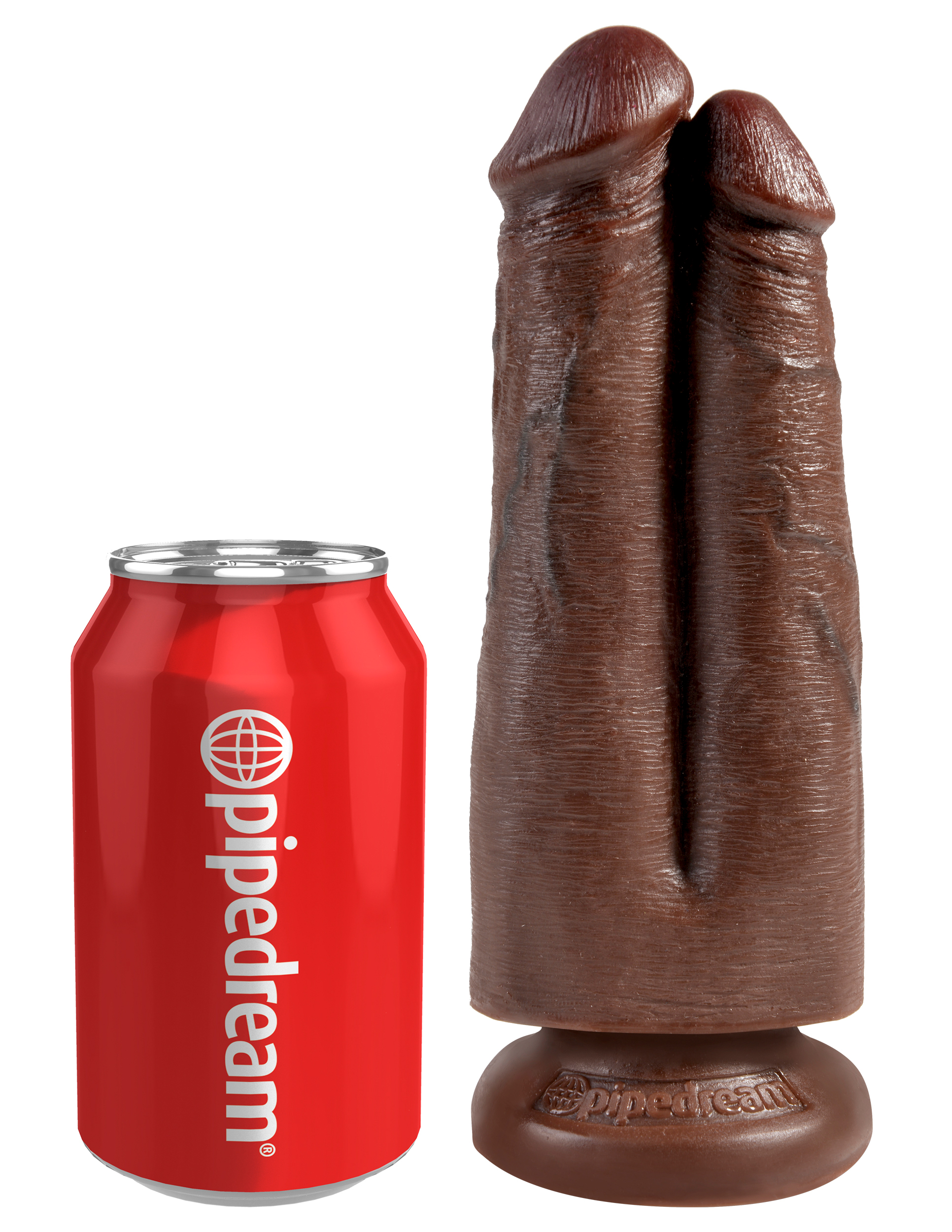 King Cock 7" Two Cocks One Hole - Brown - Image 2