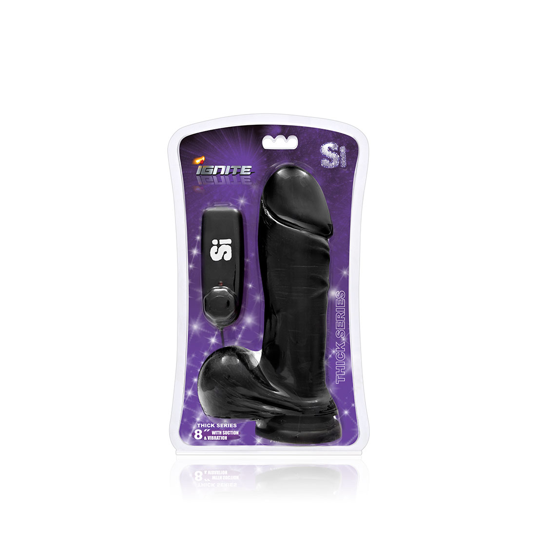 8" Thick Cock W/balls, Egg, & Suction - Black - Image 2