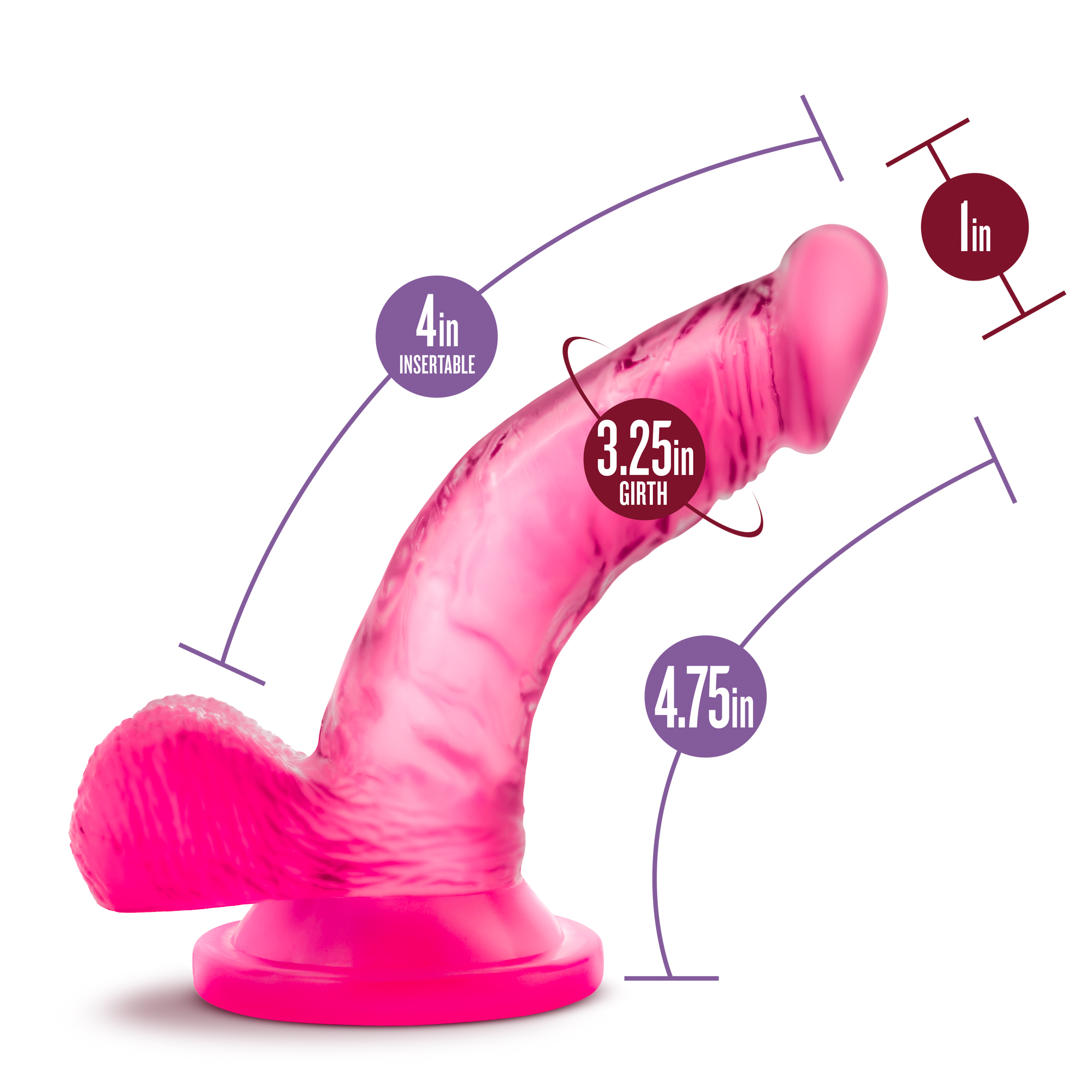 Naturally Yours - 4 Inch Mini Cock - Pink - Image 7