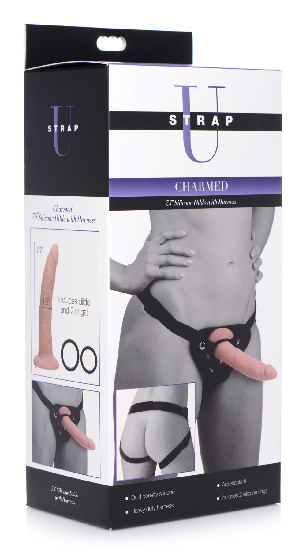 Charmed 7.5 Inch Silicone Dildo With Harness - Image 4