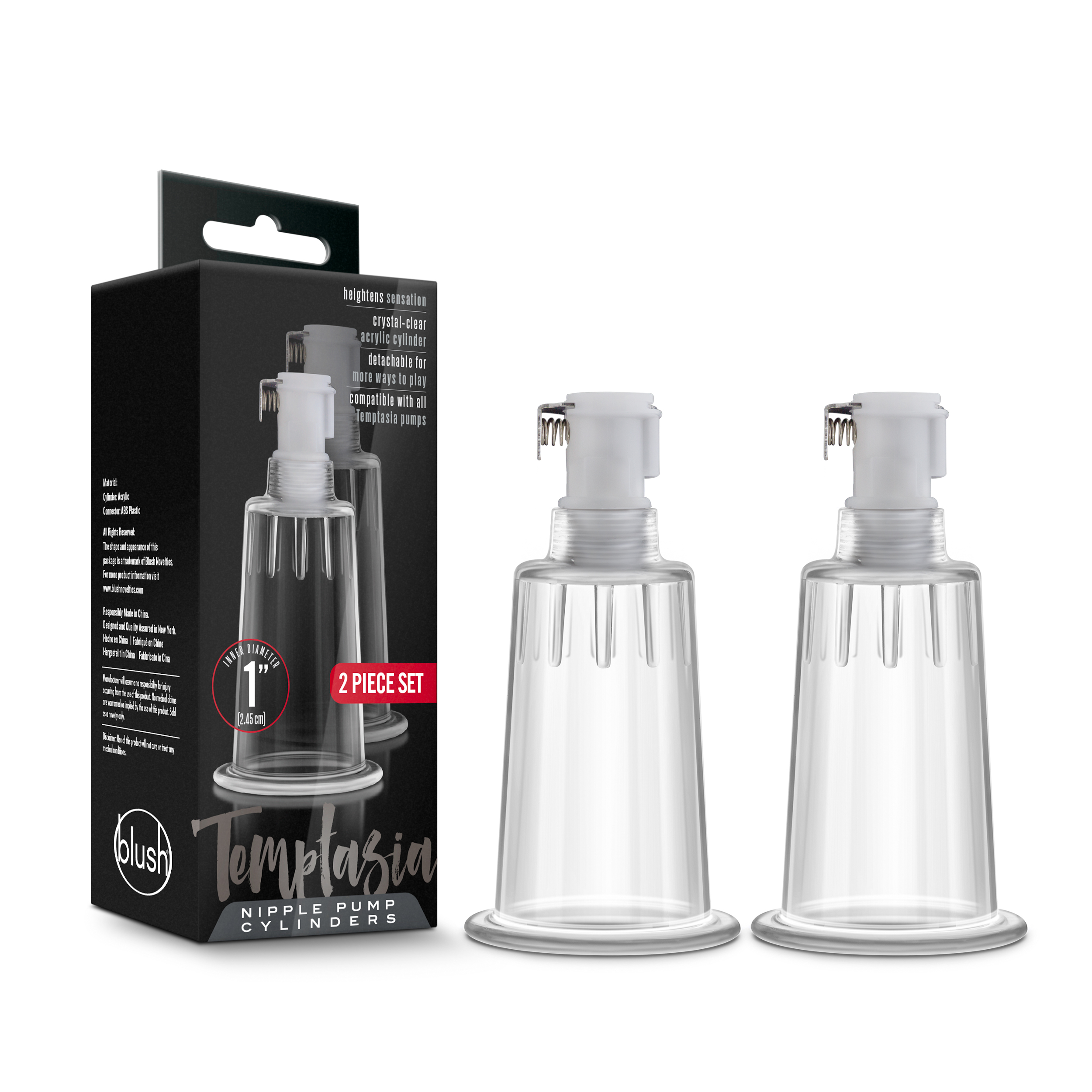 Temptasia Nipple Pumping Cylinders Set of 2 (1 Inch Diameter) - Clear - Image 3