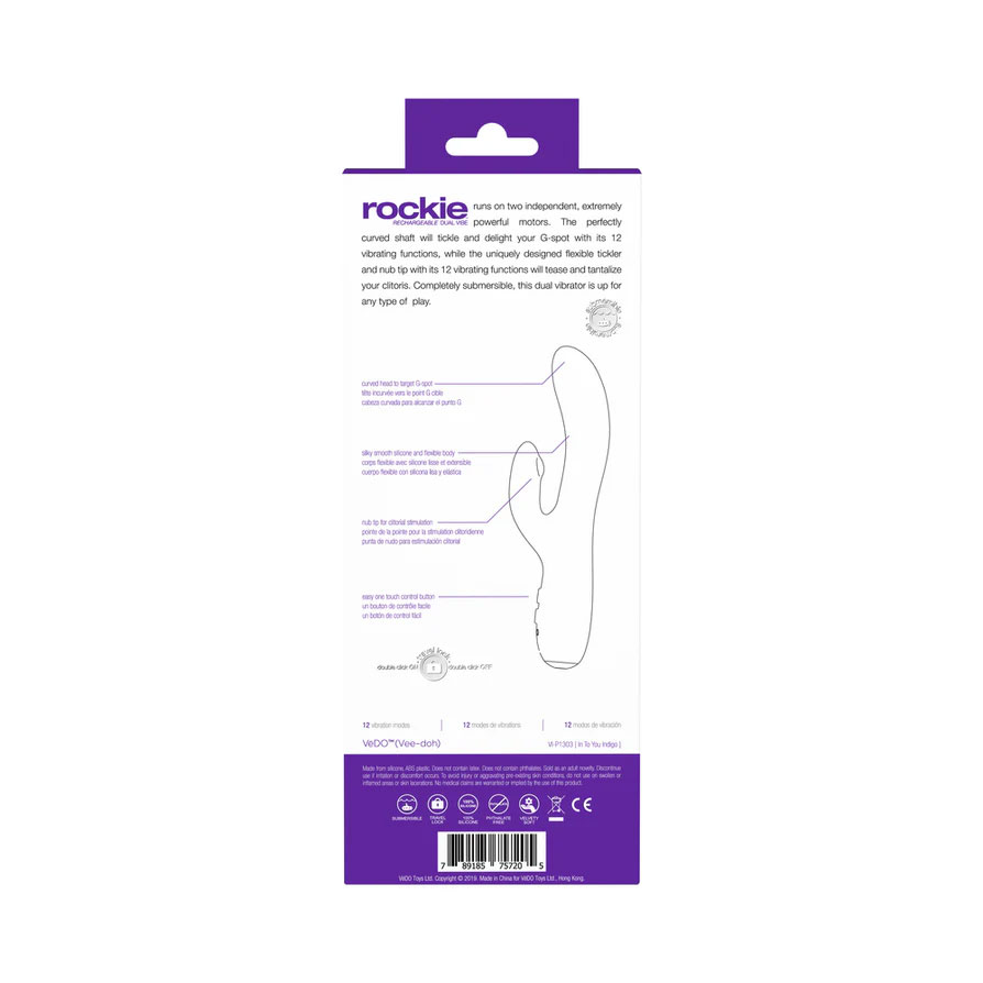 Rockie Dual Rechargeable Vibe - Indigo - Image 3